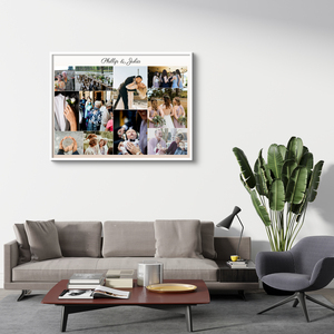 Collage de Mariage Personnalisée sur Toile - Cadeau Idéal pour les Nouveaux Mariés Collage de Mariage Personnalisée sur Toile - Cadeau Idéal pour les Nouveaux Mariés
