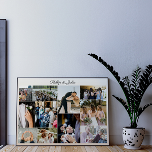 Collage de Mariage Personnalisée sur Toile - Cadeau Idéal pour les Nouveaux Mariés Collage de Mariage Personnalisée sur Toile - Cadeau Idéal pour les Nouveaux Mariés
