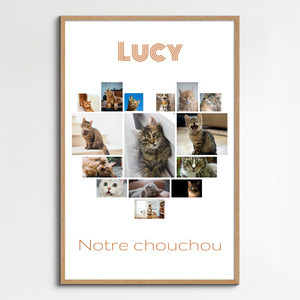 Collage cœur chat avec photos – personnalisez avec nom ou texte