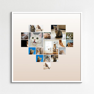Collage cœur chat avec photos – personnalisez avec nom ou texte
