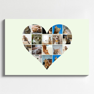 Collage cœur chat avec photos – personnalisez avec nom ou texte