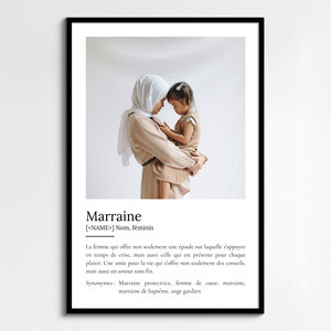 Poster Définition Personnalisée pour Marraine avec Photos - Cadeau Unique
