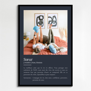 Poster Définition Personnalisé 'Sœur' - Cadeau Unique avec Photos et Texte Adaptable