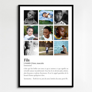 Poster Définition Personnalisé Fils - Cadeau Unique et Touchant