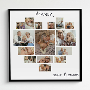 Collage Coeur Photo Premium - "Oma, nous t'aimons" - Cadeau Unique Collage Coeur Photo Premium - "Oma, nous t'aimons" - Cadeau Unique