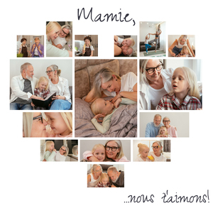 Collage Coeur Photo Premium - "Oma, nous t'aimons" - Cadeau Unique Collage Coeur Photo Premium - "Oma, nous t'aimons" - Cadeau Unique