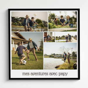 Collage photo souvenir personnalisée "Mes aventures avec Papy" Collage photo souvenir personnalisée "Mes aventures avec Papy"