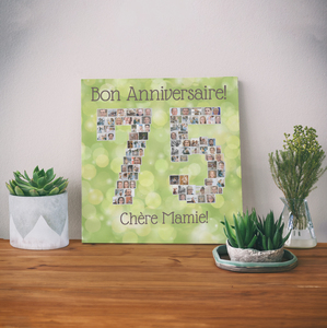 Collage photo "75" anniversaire - Offrez un souvenir unique à votre grand-mère Collage photo "75" anniversaire - Offrez un souvenir unique à votre grand-mère