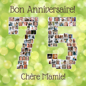 Collage photo "75" anniversaire - Offrez un souvenir unique à votre grand-mère Collage photo "75" anniversaire - Offrez un souvenir unique à votre grand-mère