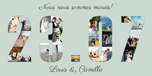 Collage Mariage sur Toile - Date et Noms personnalisés Collage Mariage sur Toile - Date et Noms personnalisés