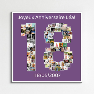 Collage photo "18 ans" personnalisée pour anniversaire ou fête spéciale Collage photo "18 ans" personnalisée pour anniversaire ou fête spéciale
