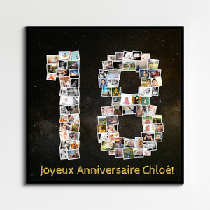 Collage photo "18 ans" personnalisée pour anniversaire ou fête spéciale Collage photo "18 ans" personnalisée pour anniversaire ou fête spéciale
