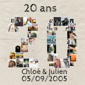 Créez votre photo-collage "20" anniversaire unique et mémorable dès aujourd'hui ! Créez votre photo-collage "20" anniversaire unique et mémorable dès aujourd'hui !