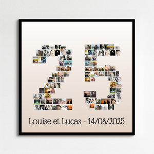 Créez un collage photo en chiffre 25 pour anniversaire ou célébration Créez un collage photo en chiffre 25 pour anniversaire ou célébration