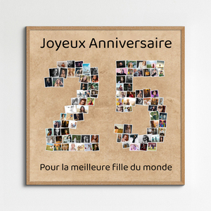 Créez un collage photo en chiffre 25 pour anniversaire ou célébration Créez un collage photo en chiffre 25 pour anniversaire ou célébration