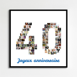 Collage Photo "40" pour Anniversaire ou Événement - Personnalisez et Offrez ! Collage Photo "40" pour Anniversaire ou Événement - Personnalisez et Offrez !
