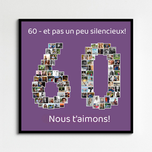 Collage numéro 60 personnalisée - Cadeau d'anniversaire ou retraite Collage numéro 60 personnalisée - Cadeau d'anniversaire ou retraite