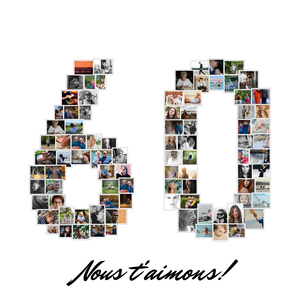 Collage numéro 60 personnalisée - Cadeau d'anniversaire ou retraite Collage numéro 60 personnalisée - Cadeau d'anniversaire ou retraite