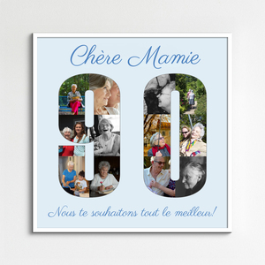 Créez un Collage Photo Chiffre 90 pour Anniversaires – Cadeau Personnalisé Créez un Collage Photo Chiffre 90 pour Anniversaires – Cadeau Personnalisé