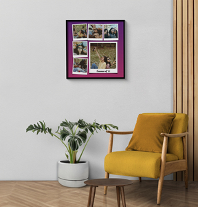 Collage rétro Polaroid personnalisable avec texte et fond dégradé vibrant Collage rétro Polaroid personnalisable avec texte et fond dégradé vibrant