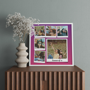 Collage rétro Polaroid personnalisable avec texte et fond dégradé vibrant Collage rétro Polaroid personnalisable avec texte et fond dégradé vibrant