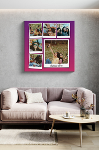 Collage rétro Polaroid personnalisable avec texte et fond dégradé vibrant Collage rétro Polaroid personnalisable avec texte et fond dégradé vibrant