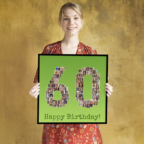 Collage Numéros 60 - Alu-Dibond - Anniversaire Personnalisé