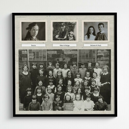 Anciennes photos en noir et blanc et de classe en photomontage reanimees