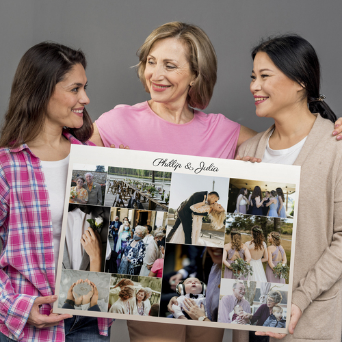 Collage de Mariage Personnalisée sur Toile - Cadeau Idéal pour les Nouveaux Mariés