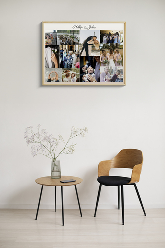 Collage de Mariage Personnalisée sur Toile - Cadeau Idéal pour les Nouveaux Mariés