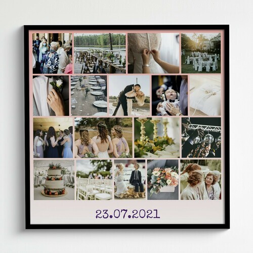 Photos de mariage en collage photo avec date en legende