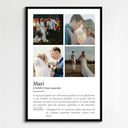 Poster Définition Personnalisé Ehemann - Cadeau Unique avec Photos et Texte Modifiables