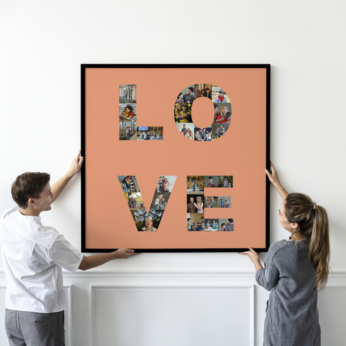 Collage Photo LOVE Personnalisée pour Cadeaux Romantiques