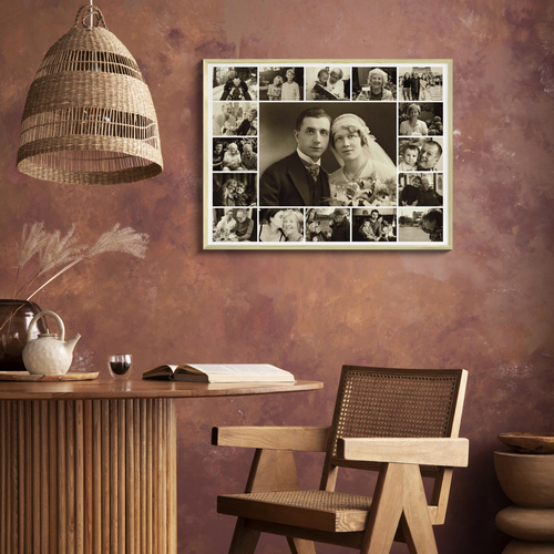 Collage Souvenir Sépia Personnalisée pour Hommage Émotionnel