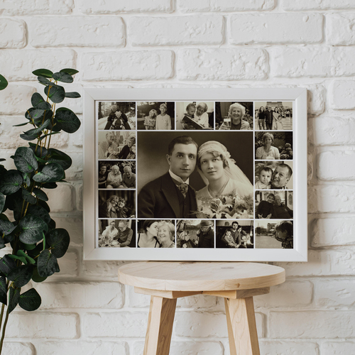 Collage Souvenir Sépia Personnalisée pour Hommage Émotionnel