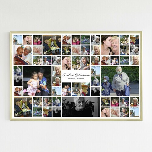 Mosaique avec de nombreuses photos en memoire du deces