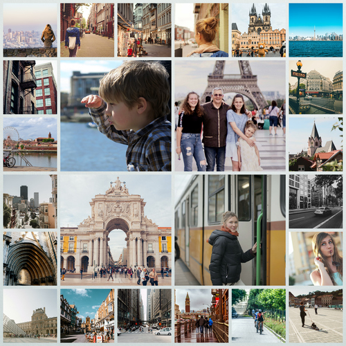 Collage Carrée Alu-Dibond Personnalisée : Souvenirs de Voyage Élégants